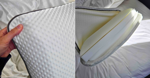 A close up of the pattern and inside the Emma Adapt Pillow