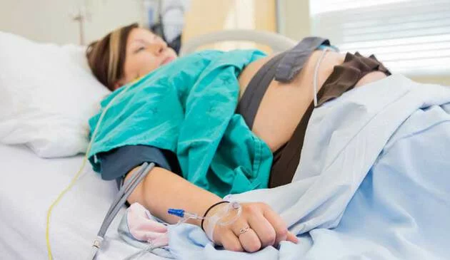 Woman having epidural