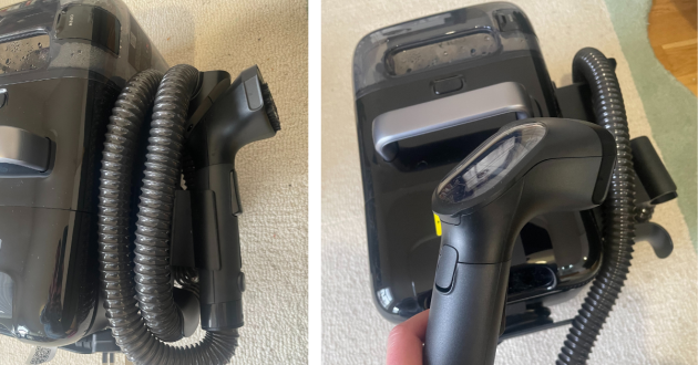 Eufy E28 deep cleaner in use