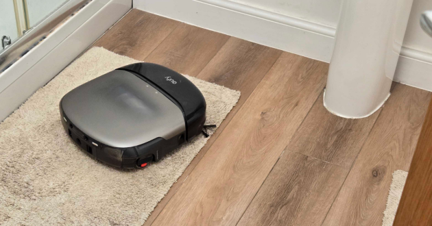 The eufy Omni S2 robovac on carpet and hard floor