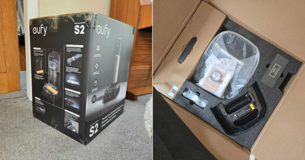 Instructions and what's inside the eufy Omni S2 robot vacuum box