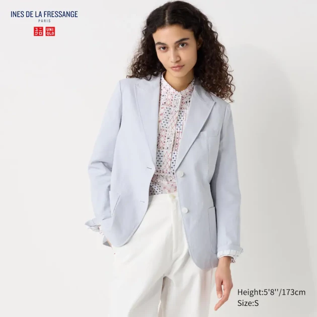 Cotton linen blend blazer jacket