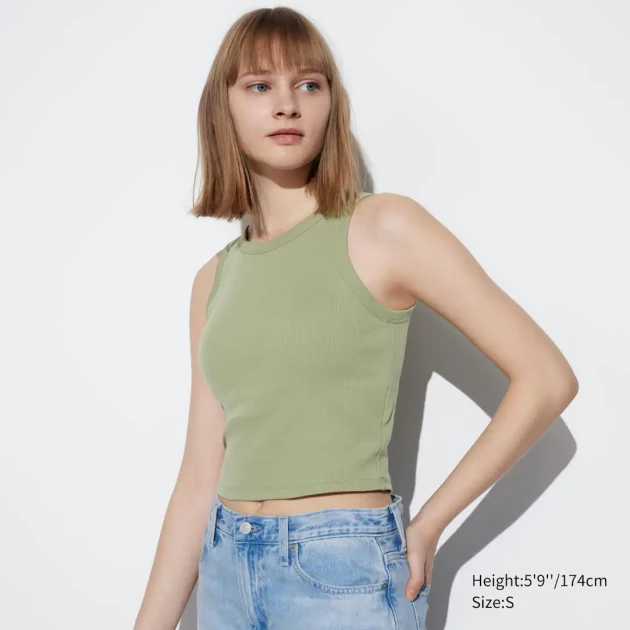 Ribbed cropped fit sleeveless bra top