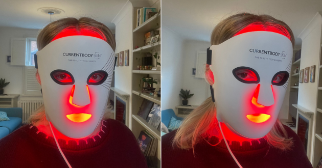 Natasha Gregson during testing the CurrentBody LED face mask