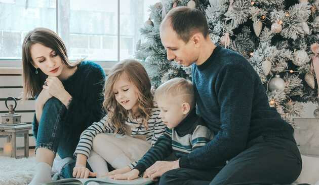 Family in living room