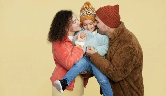 family in UNIQLO outfits