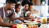 family preparing a meal