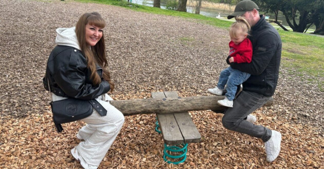 A family at the playground at Fell Foot Park in the Lake District