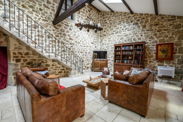 Inside the living room in the farm house at Country Kids in the South of France