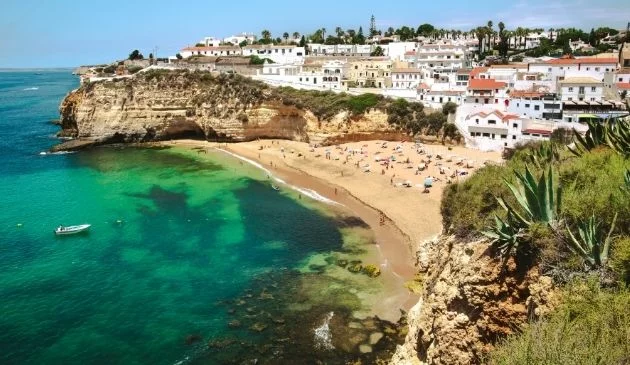 A beach scene in Faro in the Algarve, Portugal
