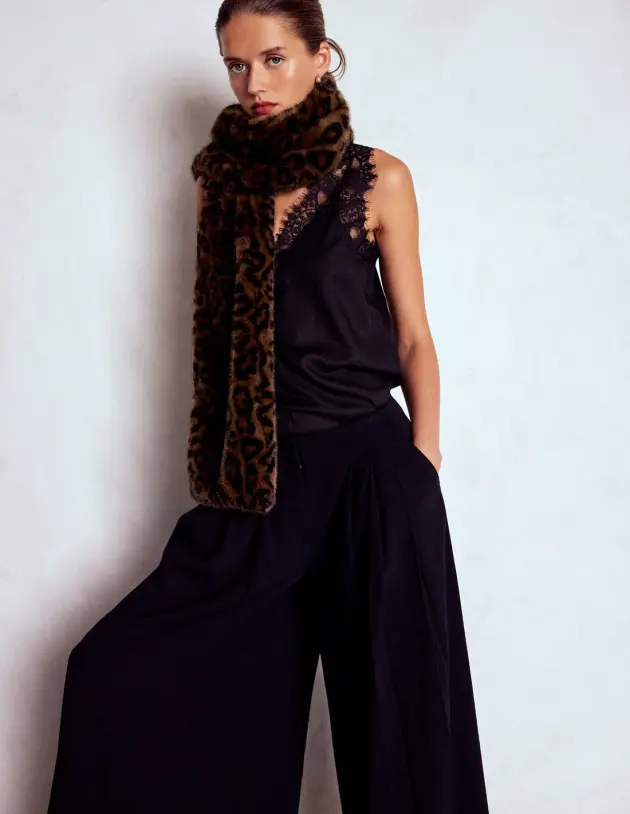 Boden Faux Fur Scarf-Leopard,