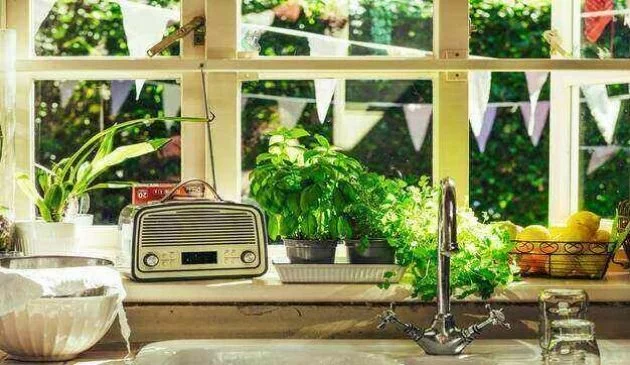 DAB radio on a windowsill