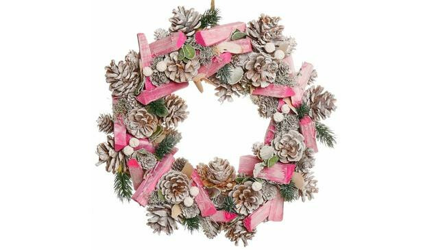 Pink frosted wreath
