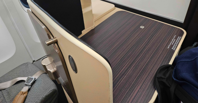 Bassinet fixtures in business class on an Etihad airways flight