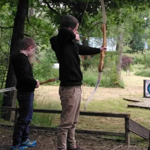 Kids taking part in an archery session at Cropton Forest in north Yorkshire