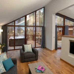 Inside a log cabin at the Forest Holidays Sherwood Forest site