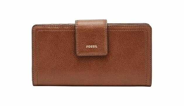 Brown Fossil Women's Logan Tab Clutch Wallet