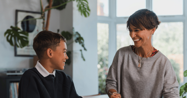 Foster mum and child laughing