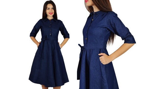 a line denim dress