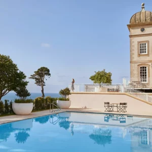 Outdoor pool at Fowey Hall Hotel in Cornwall