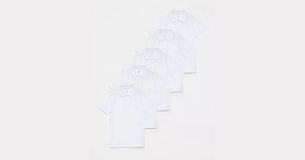 White Short Sleeve School Polo Shirts (5 Pack) from George at ASDA