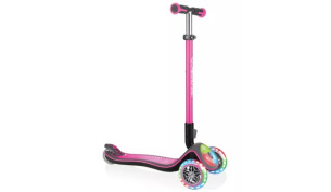Globber Elite Lights Foldable 3 Wheel Scooter - Pink