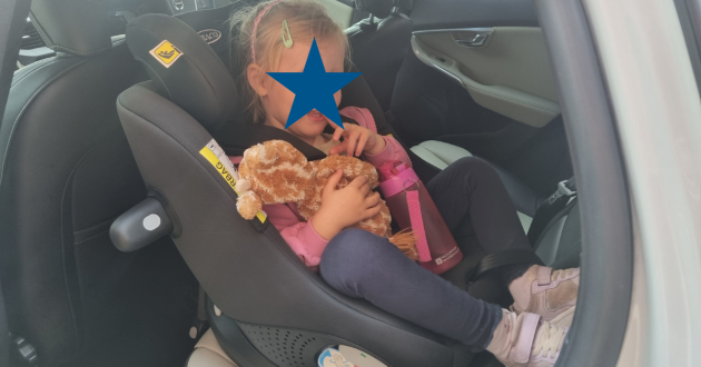 Three-year-old child sat in Graco Turn2Me DLX car seat