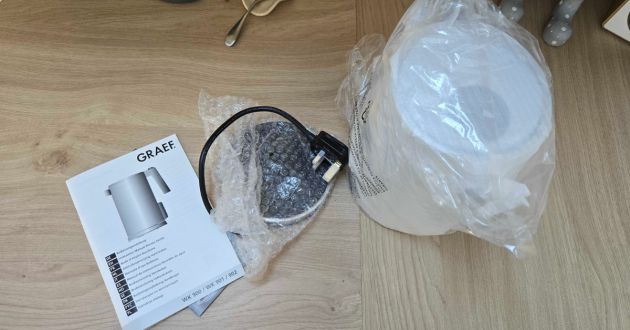 The Graef electric kettle after unboxing