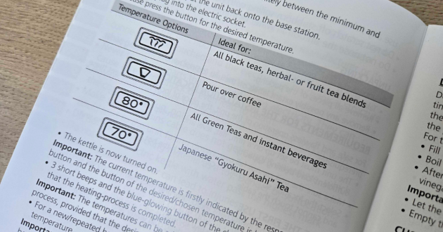 A close up of the temperatures of the Graef kettle