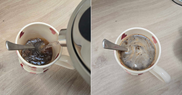 Someone making a coffee using the Graef electric kettle