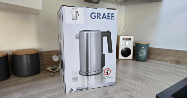 The Graef electric kettle in its box