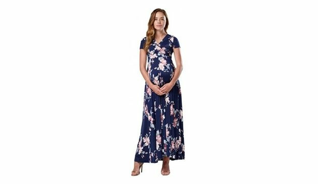 HAPPY MAMA Women's Maternity Nursing 2in1 Maxi Dress