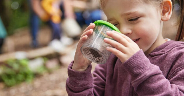 A child enjoying a bug hunt at a Haven holiday park.