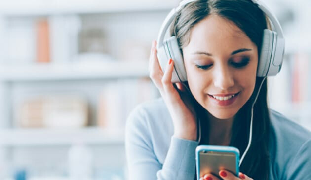 Woman listening to audiobook