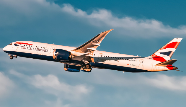 a british airways aeroplane flying through the sky