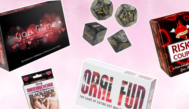 A collage of sex games including You & Me, Risky Couples, Oral Fun and more