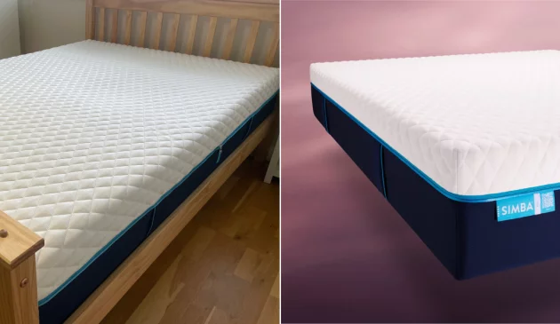 Side by side pictures of the Simba Hybrid Pro mattress during testing