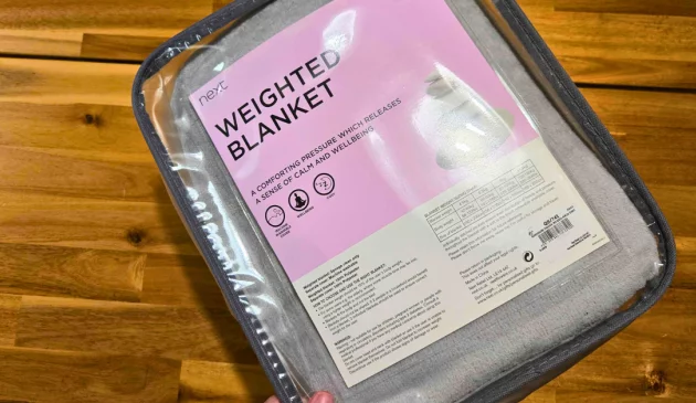 The Next weighted blanket in its packaging