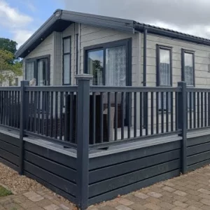 A lodge at Hoburne Bashley holiday park