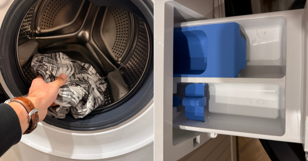 Inside the drum and drawer of the Hoover Pro Wash Series 5 washing machine