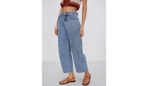 Denim Mid-rise Pocket Barrell-leg Jeans