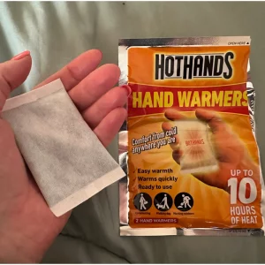 Hot Hands Instant Hand Warmers in use