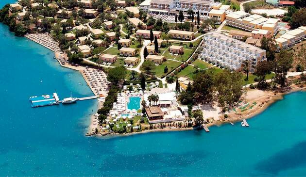 Aerial picture of Hotel Corcyra.