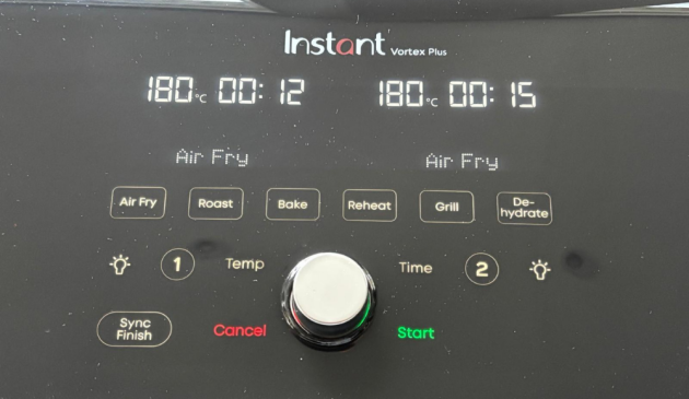 Instant Vortex Plus Dual Air Fryer control panel