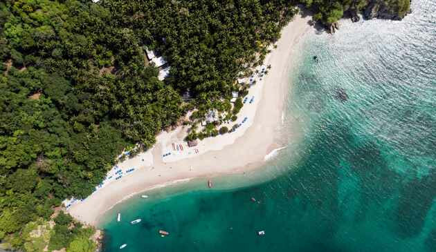 A beach on Isla Tortuga, Costa Rica, from above