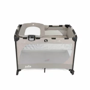 Joie Commuter Change travel cot side view with change table