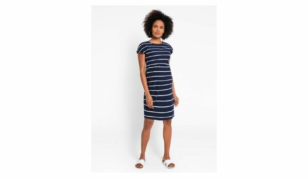JoJo Maman Bébé Breton Stripe Maternity and Nursing Slub Tunic