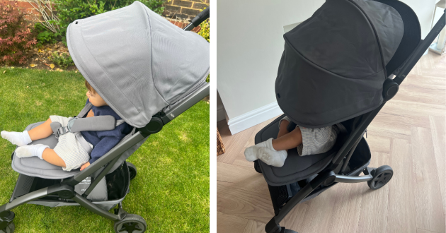 Little boy in the Joolz Aer 2 with extendable sun canopy