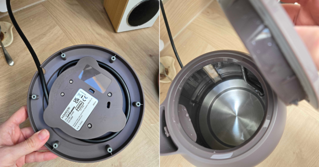 A view of the cable tidy and inside the Kenwood Dusk kettle