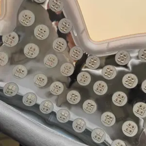 Close up of the LED lights on the KESKINE LED face mask